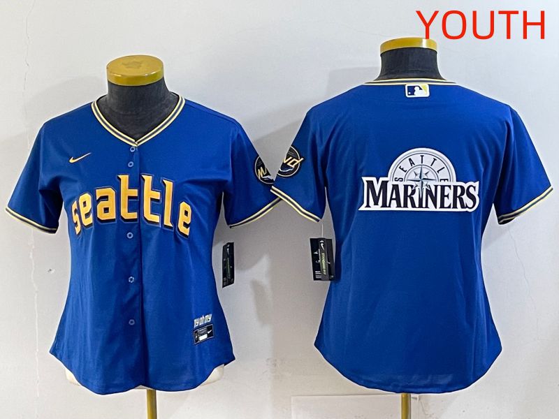 Youth 2025 Seattle Mariners Blank Blue City Edition Nike MLB Jersey style 11->youth mlb jersey->Youth Jersey